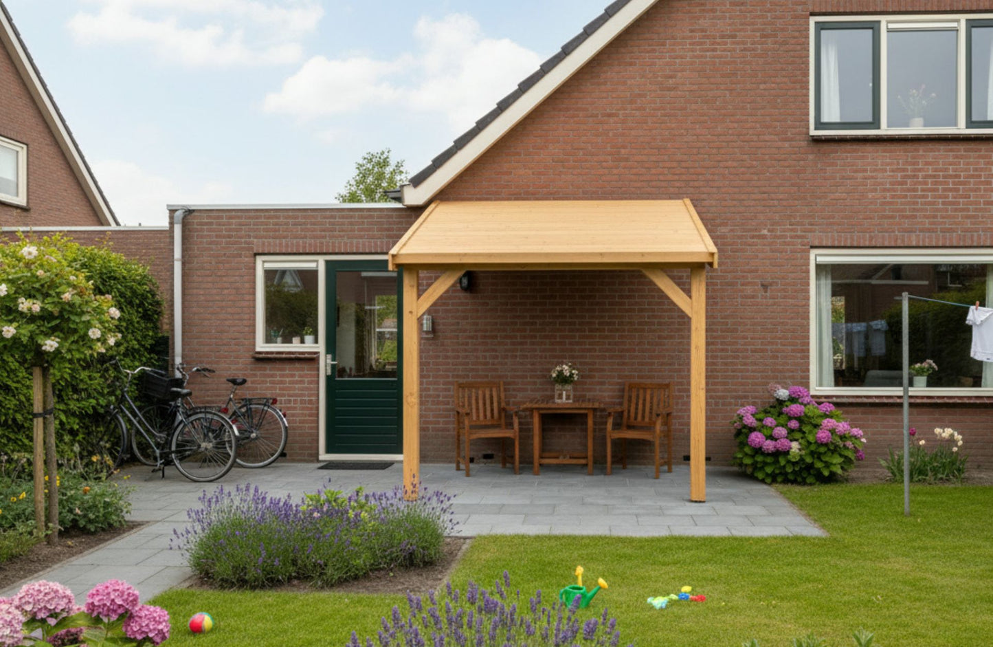 Oblique Roof op Maat 394 x 200 cm – Douglas Houten Buitenverblijf (4 Staanders, Bouwpakket) – 350x250 overkapping ter...