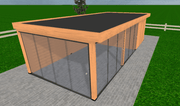 Douglas overkapping 900x400 met onbehandelde wanden en glazen schuifwanden | YARD Outdoor