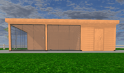 Douglas overkapping 900x400 met onbehandelde wanden en glazen schuifwanden | YARD Outdoor