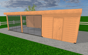 Douglas overkapping 900x400 met onbehandelde wanden en glazen schuifwanden | YARD Outdoor