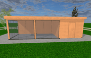 Douglas overkapping 900x400 met onbehandelde wanden en glazen schuifwanden | YARD Outdoor