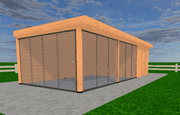 Douglas overkapping 900x400 met onbehandelde wanden en glazen schuifwanden | YARD Outdoor
