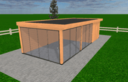Douglas overkapping 900x400 met onbehandelde wanden en glazen schuifwanden | YARD Outdoor