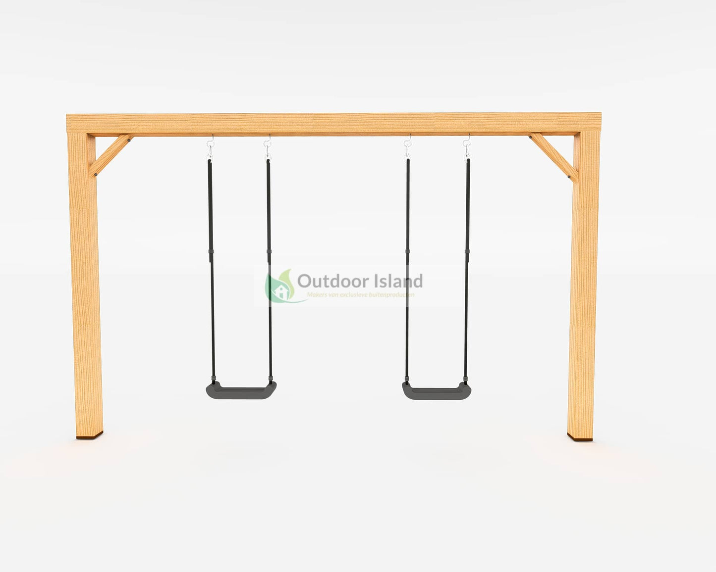 Excellent Douglas Houten Schommel Tarzan van Outdoor Island, geïnstalleerd in een zonnige tuin met spelende kinderen op de schommels