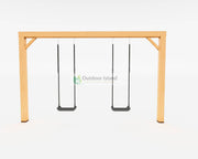 Excellent Douglas Houten Schommel Tarzan van Outdoor Island, geïnstalleerd in een zonnige tuin met spelende kinderen op de schommels