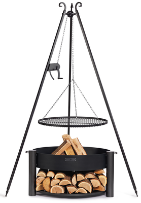Vuurschaal MONTANA 80 cm met driepootgrill 180 cm en grillrooster 70 cm | CookKing