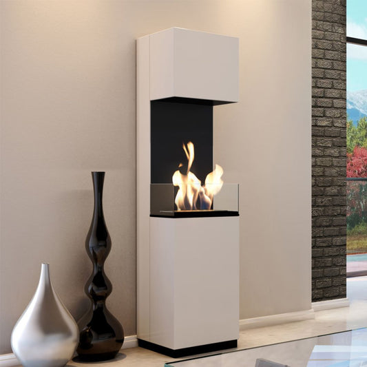 Vrijstaande Bio - ethanolhaard SIERRA in Wit met Glas – Moderne Sfeerhaard | Kratki - Chique Buiten Leven - Kratki Bioethanol haard voor binnen