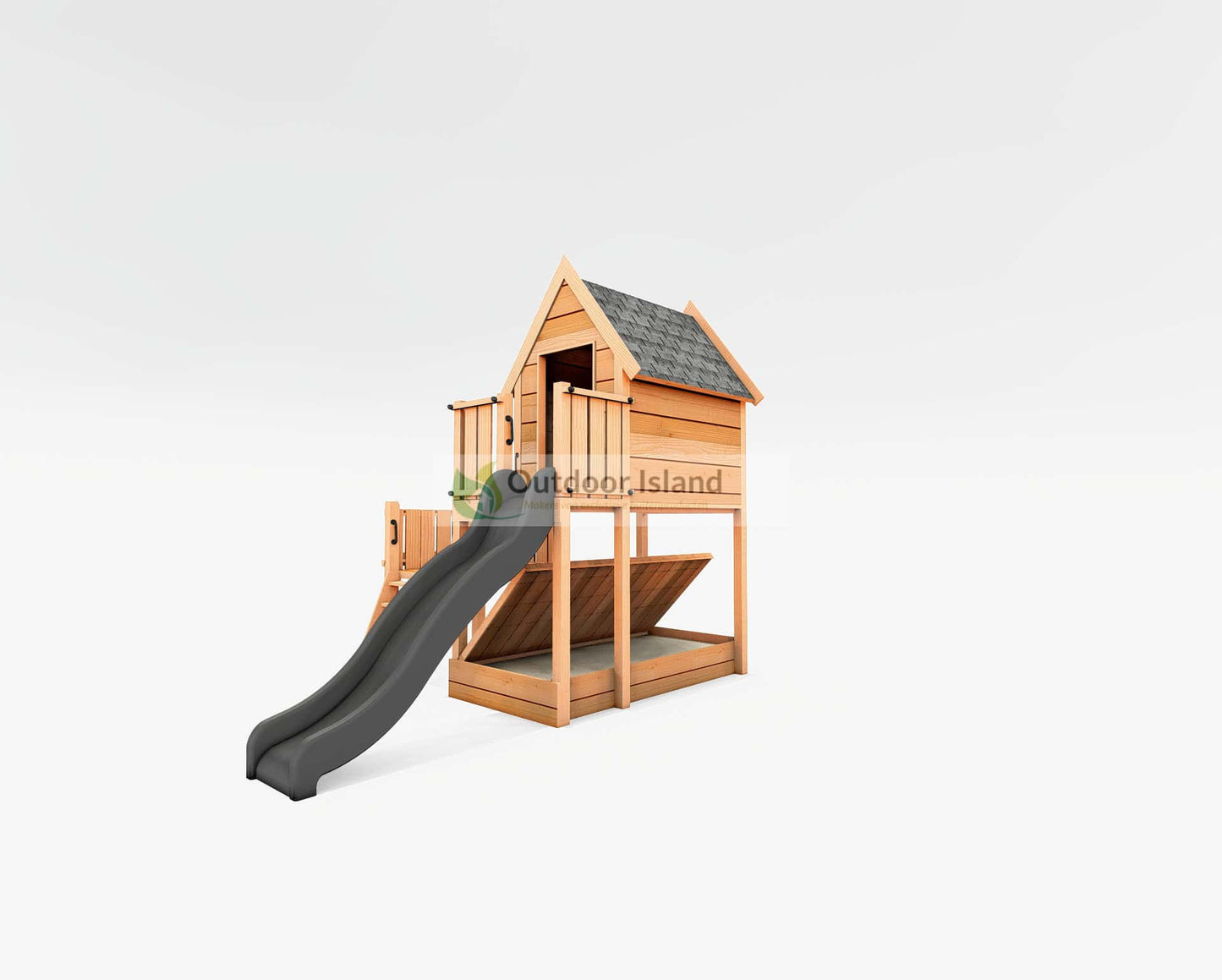 Speelhuisje met Glijbaan van Douglashout | Landelijk Speeltoestel | Outdoor Island