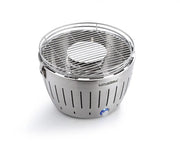 Bovenaanzicht van de LotusGrill Classic, compacte rookvrije tafelbarbecue met centraal houtskoolreservoir en efficiënt ventilatiesysteem
