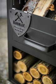 Detail van de CookKing Rosa houtkachel – close-up van het robuuste stalen design en het vuur
