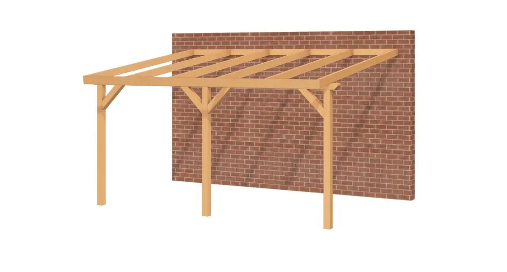 Aanbouwveranda van Douglashout met 3 Staanders | YARD Outdoor | Oblique Schuin Dak YARD Outdoor
