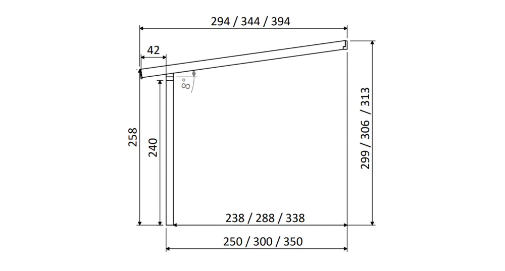 Aanbouwveranda van Douglashout met 3 Staanders | YARD Outdoor | Oblique Schuin Dak YARD Outdoor