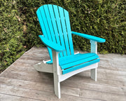 Adirondack stoel in Aruba Blue kleur op terras – tropische uitstraling voor luxe buitenbeleving