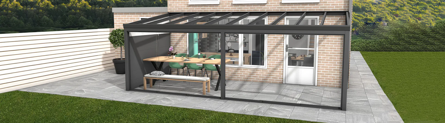 Aluminium Veranda 500x350 met Glasdak | YARD Outdoor Bouwpakket