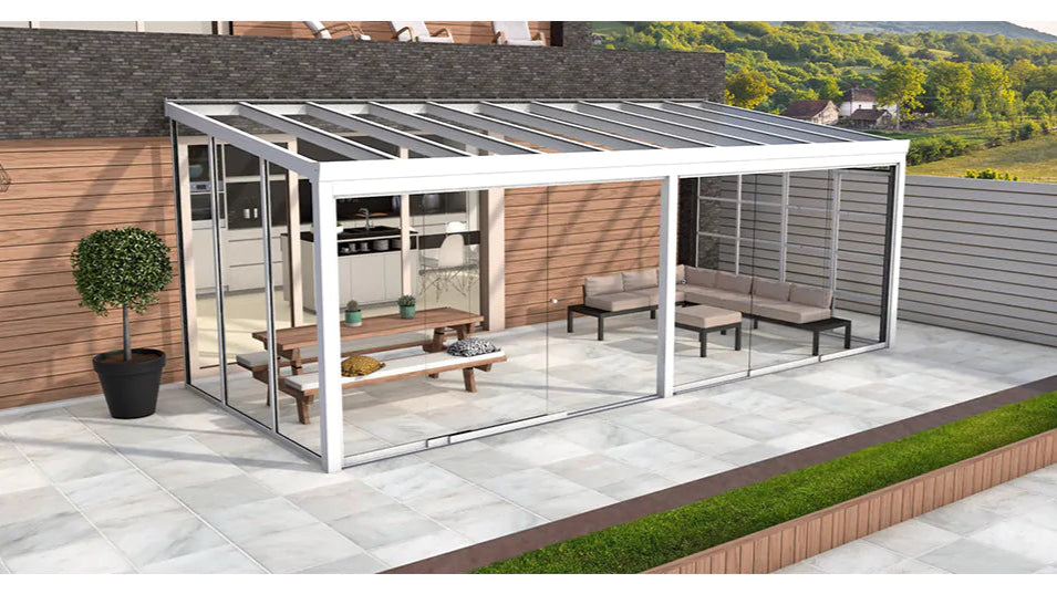 Aluminium Veranda 500x350 met Glasdak | YARD Outdoor Bouwpakket