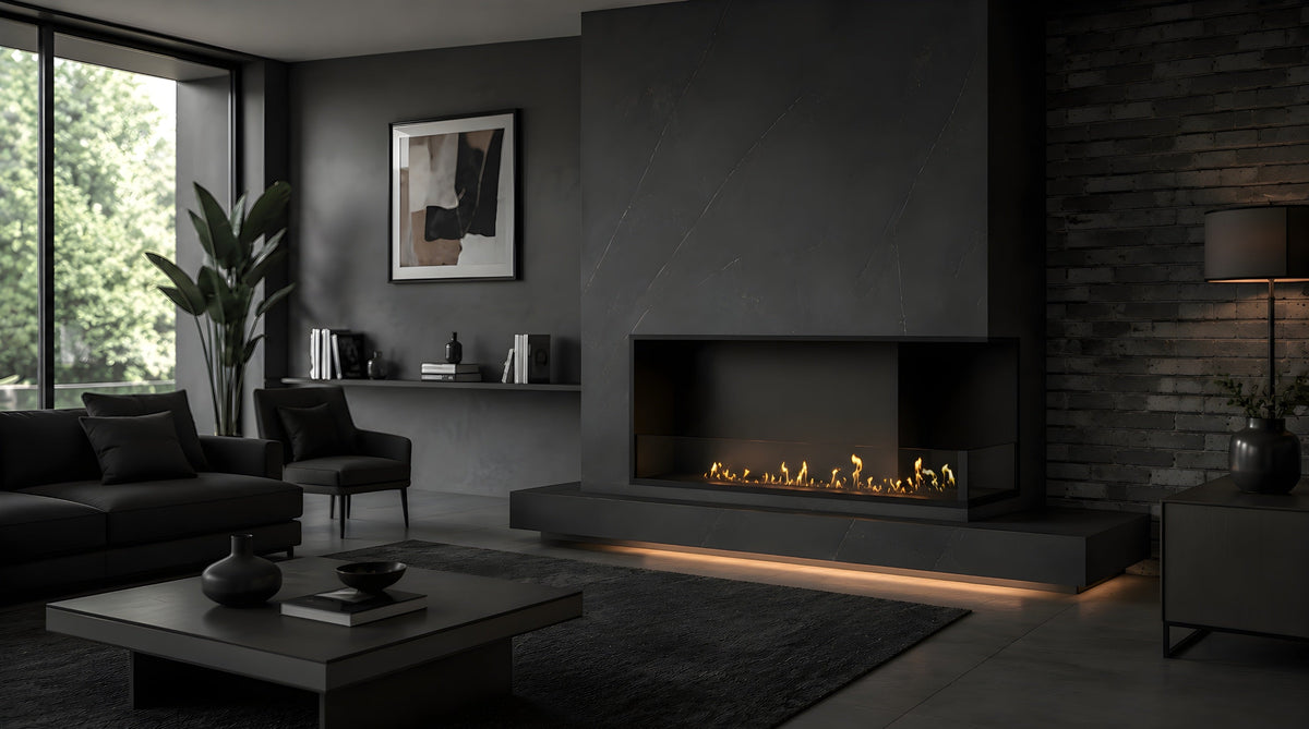 Wild Flame Base bio-ethanol inbouw hoekhaard 120 x 60 cm – detailfoto