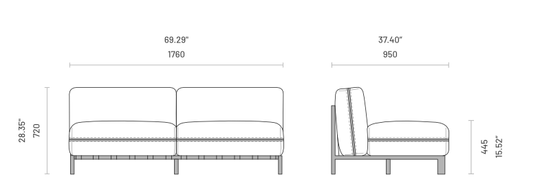Loungebank Voor Buiten | Bondi | Tweepersoons - Zonder Armleuningen | Domkapa Domkapa