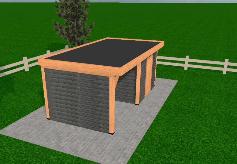 Douglas Houten Overkapping met Schuur | Sublime YARD Outdoor | 600 x 300 - Chique Buiten Leven - YARD Outdoor - Overkapping met schuur