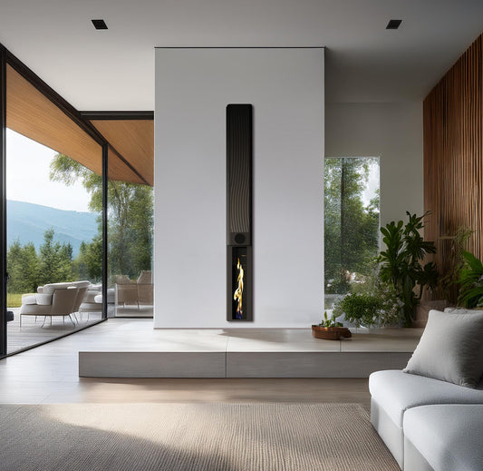 G-Cera elektrische infrarood sfeerhaard gemonteerd aan de muur in een modern interieur