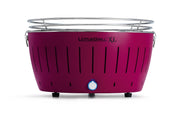 LotusGrill XL rookvrije houtskoolbarbecue in pruim paars, draagbare BBQ met vaatwasserbestendig rooster en snelle opwarmtijd.