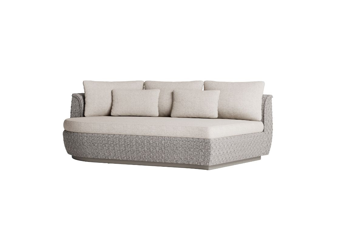 Organische Modulaire Bank 212 cm Jardinico Tondo met rechterarm, een luxe buitenbank bij Chique Buiten Leven.