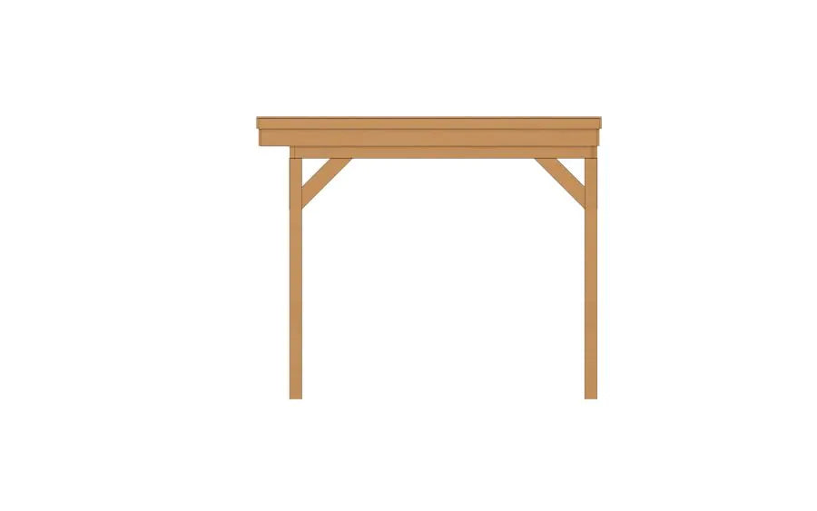 Zijaanzicht van de DHZ Easyline Douglas overkapping – stevige 12x12 cm staanders en robuuste constructie voor een luxe buitenverblijf.