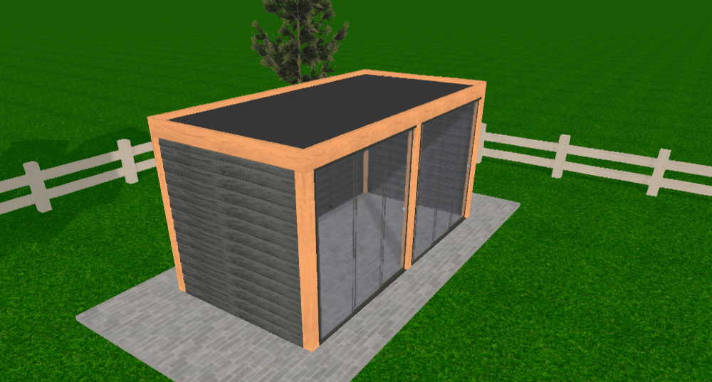 Douglas houten overkapping Cubique YARD Outdoor 500x250 - Chique Buiten Leven - YARD Outdoor - vrijstaande Douglas overkapping