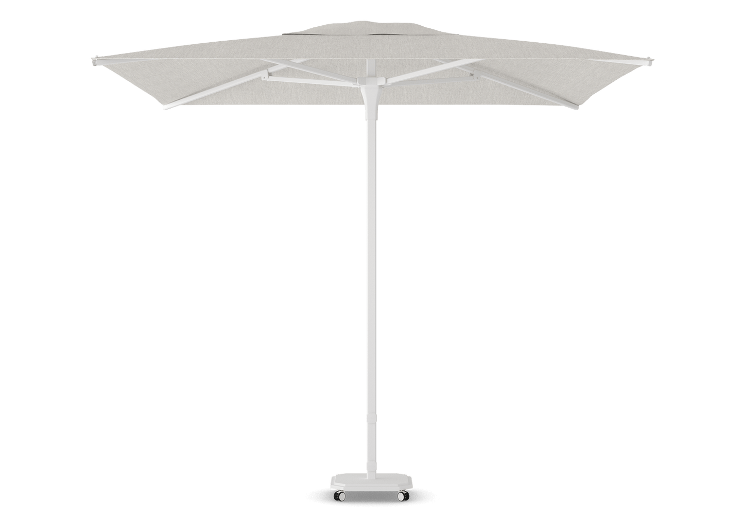 Parasol Jardinico JCP.102 in A01 White frame, C011 Cotton doek en S01 White basis, te koop bij Chique Buiten Leven voor luxe buitenruimtes.