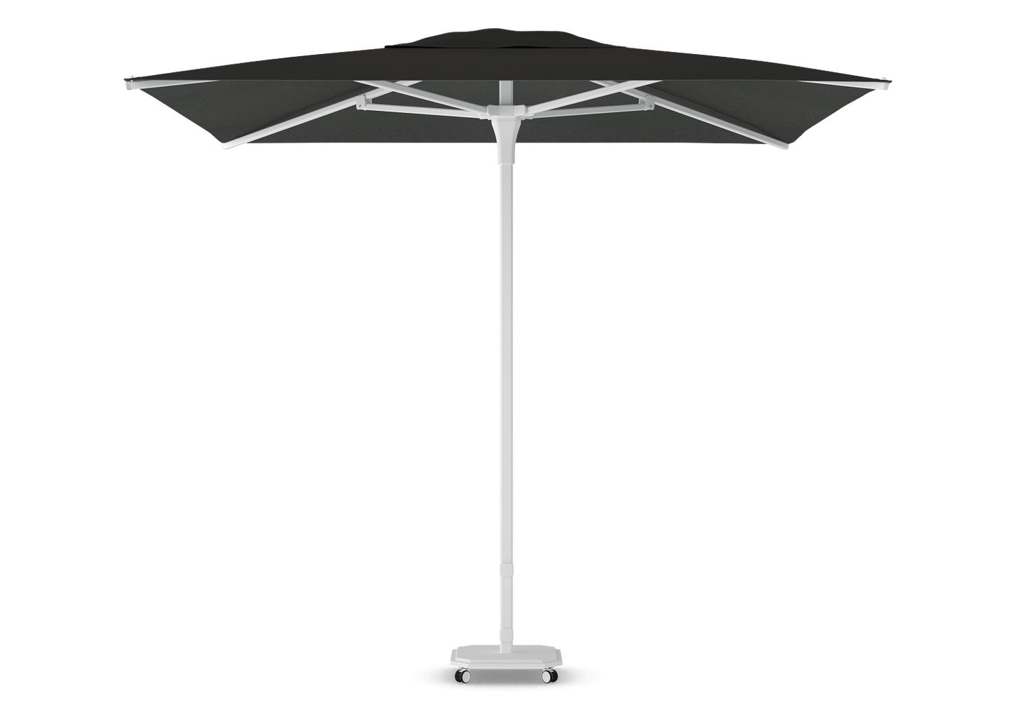 Parasol Jardinico JCP.102 in A01 White frame, C210 Pitch doek en S01 White basis, ontworpen voor stijlvolle buitenruimtes bij Chique Buiten Leven.