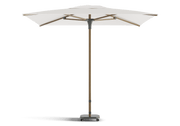Parasol Jardinico JCP.102 in A12 Alu Teak frame, C003 Pearl doek en S31 Charcoal basis, ideaal voor chique buitenruimtes bij Chique Buiten Leven.