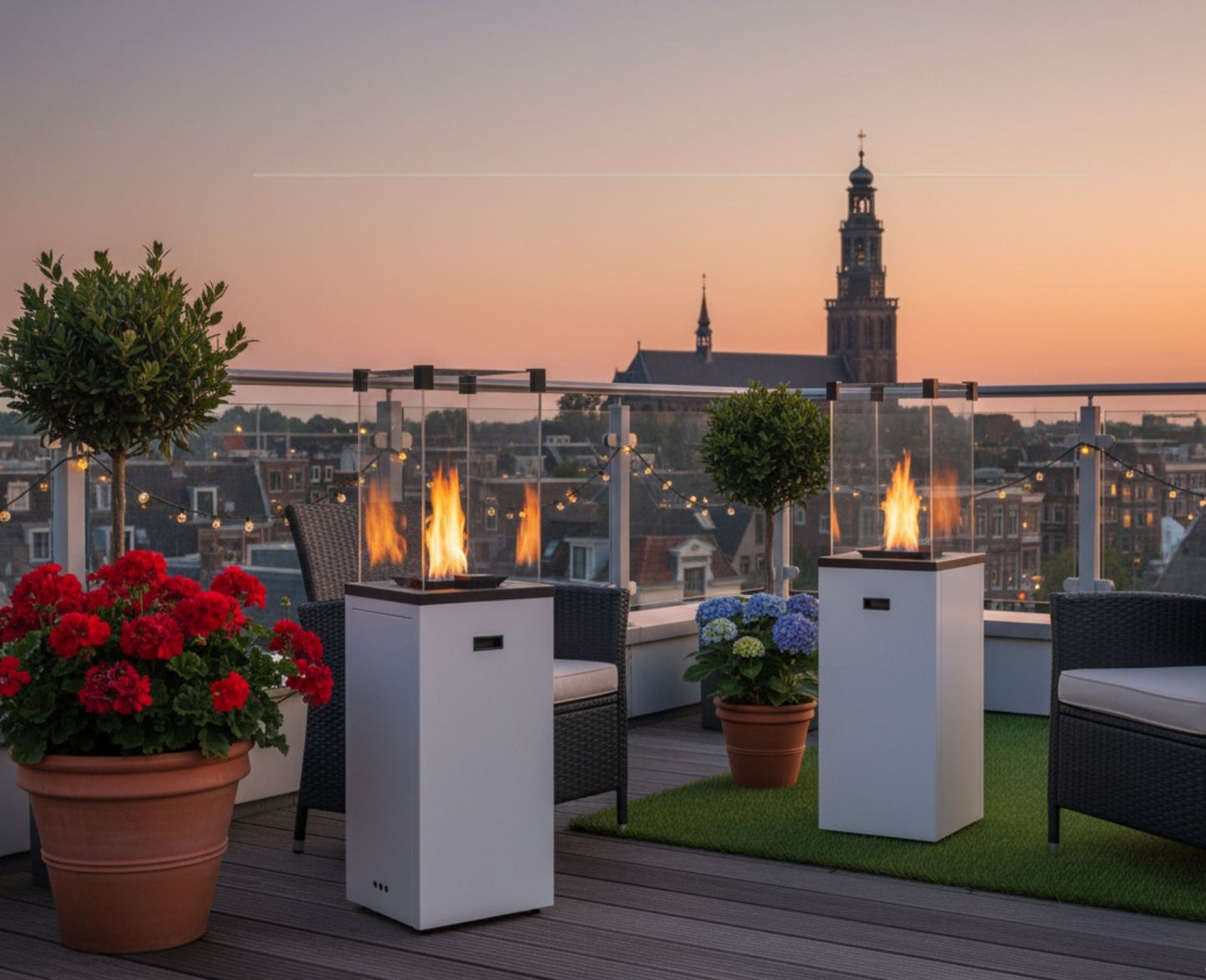 Patio Slim Gashaard Wit – Exclusieve Vrijstaande Terrasverwarmer 8,2 kW | Kratki - Chique Buiten Leven - Kratki Buiten gashaard