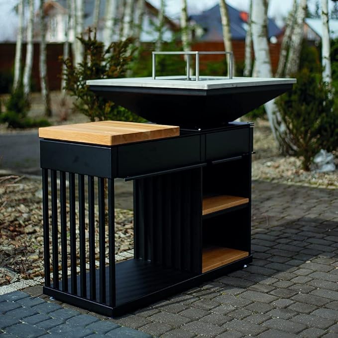 Buitenhaard met Grill – Quadrum Horizontale Houtgestookte BBQ & Vuurplaats | Kratki