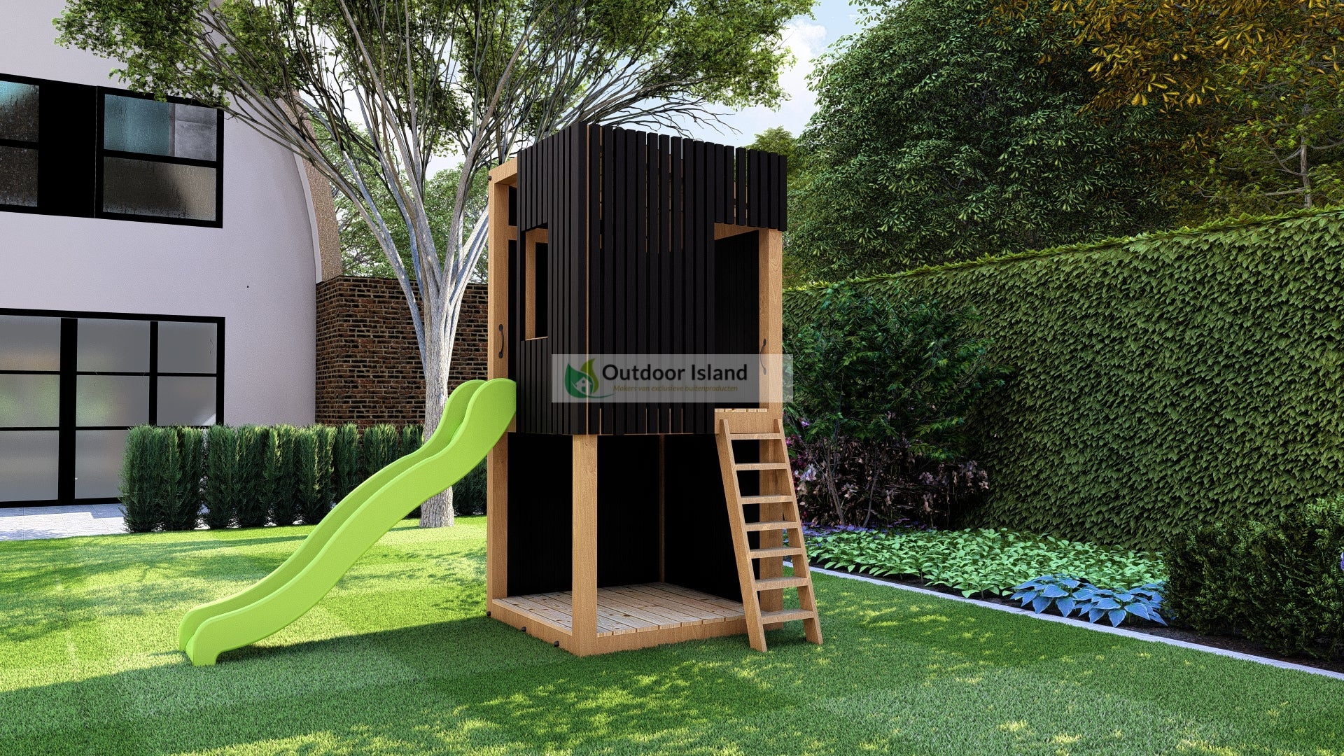 Speeltoestel met Glijbaan | Douglashout | Modern 120 | Outdoor Island Outdoor Island
