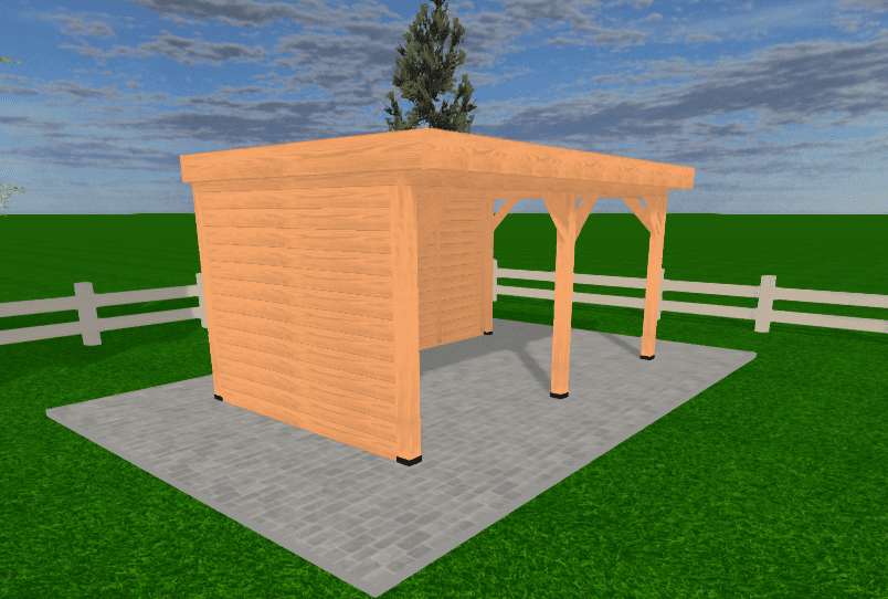 Douglas houten overkapping plat dak Sublime YARD Outdoor 500x300 – Met Zweeds rabatwanden - Chique Buiten Leven - YARD Outdoor - vrijstaande Douglas overkapping