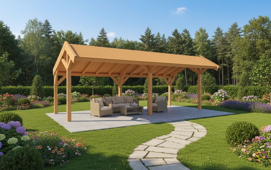 YARD Outdoor SUBLIME overkapping kapschuurdak 700x250 cm Douglas blank