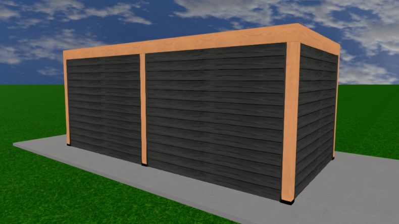 Luxe tuinhuis met glazen schuifdeuren en zwart gelakte houten wanden – duurzaam en onderhoudsvriendelijk.