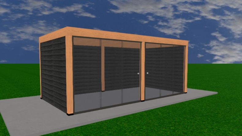 Modern tuinhuis met glazen schuifwanden van Douglashout – stijlvolle uitbreiding voor je tuin, 6x3 meter, YARD Outdoor.