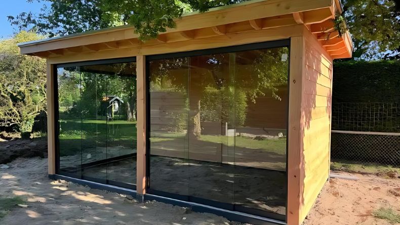 Tuinhuis met Glazen Schuifdeuren | YARD Outdoor | Plat Dak | 5x3 Meter - Bouwpakket