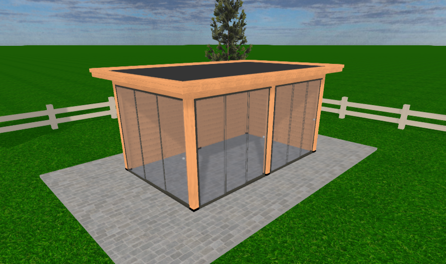 Tuinhuis met Glazen Schuifdeuren | YARD Outdoor | Plat Dak | 5x3 Meter - Bouwpakket