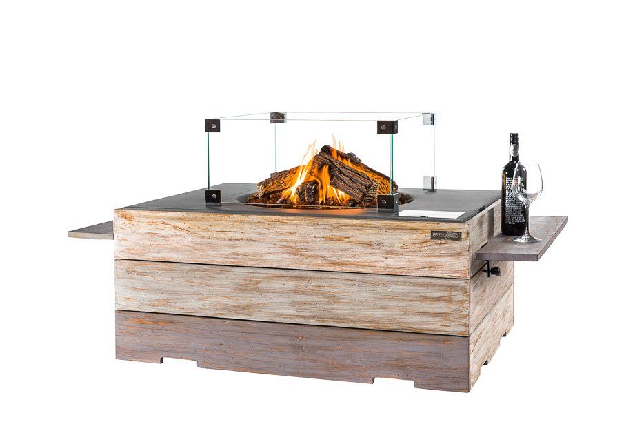 Detail van de gashaardvlammen in de Happy Cocooning vuurtafel – sfeerhaard voor buiten