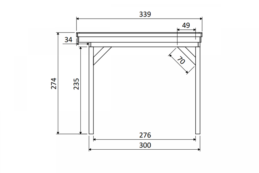 YARD Outdoor EASYLINE overkapping 700x300 cm Douglas blank Bouwpakket