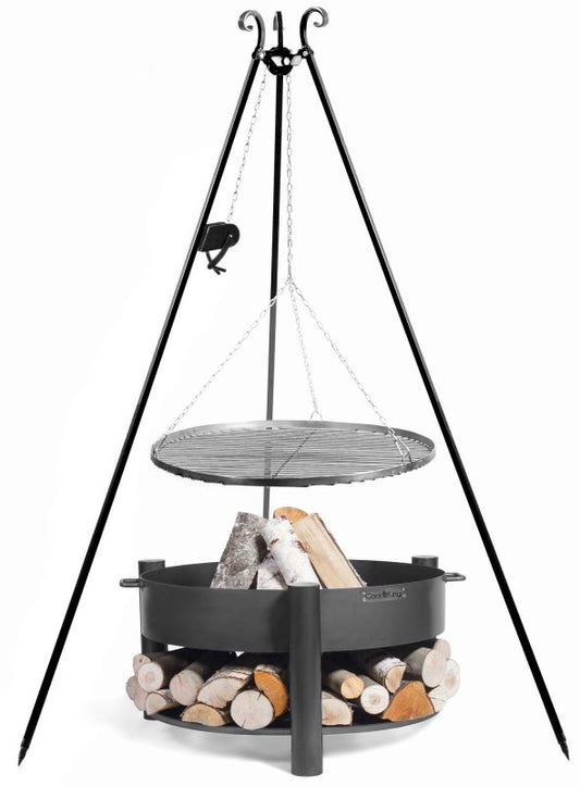 Vuurschaal MONTANA 80 cm met driepootgrill 180 cm en grillrooster 70 cm | CookKing
