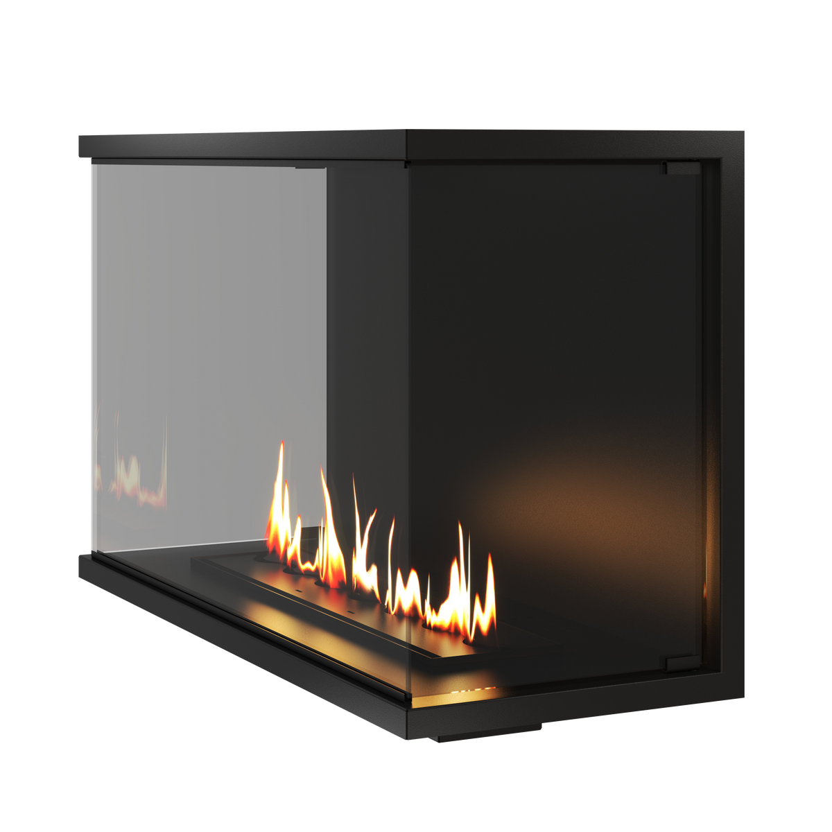 Wild Flame Made driezijdige bio-ethanol inbouwhaard met volle glas 110 cm – sfeerfoto