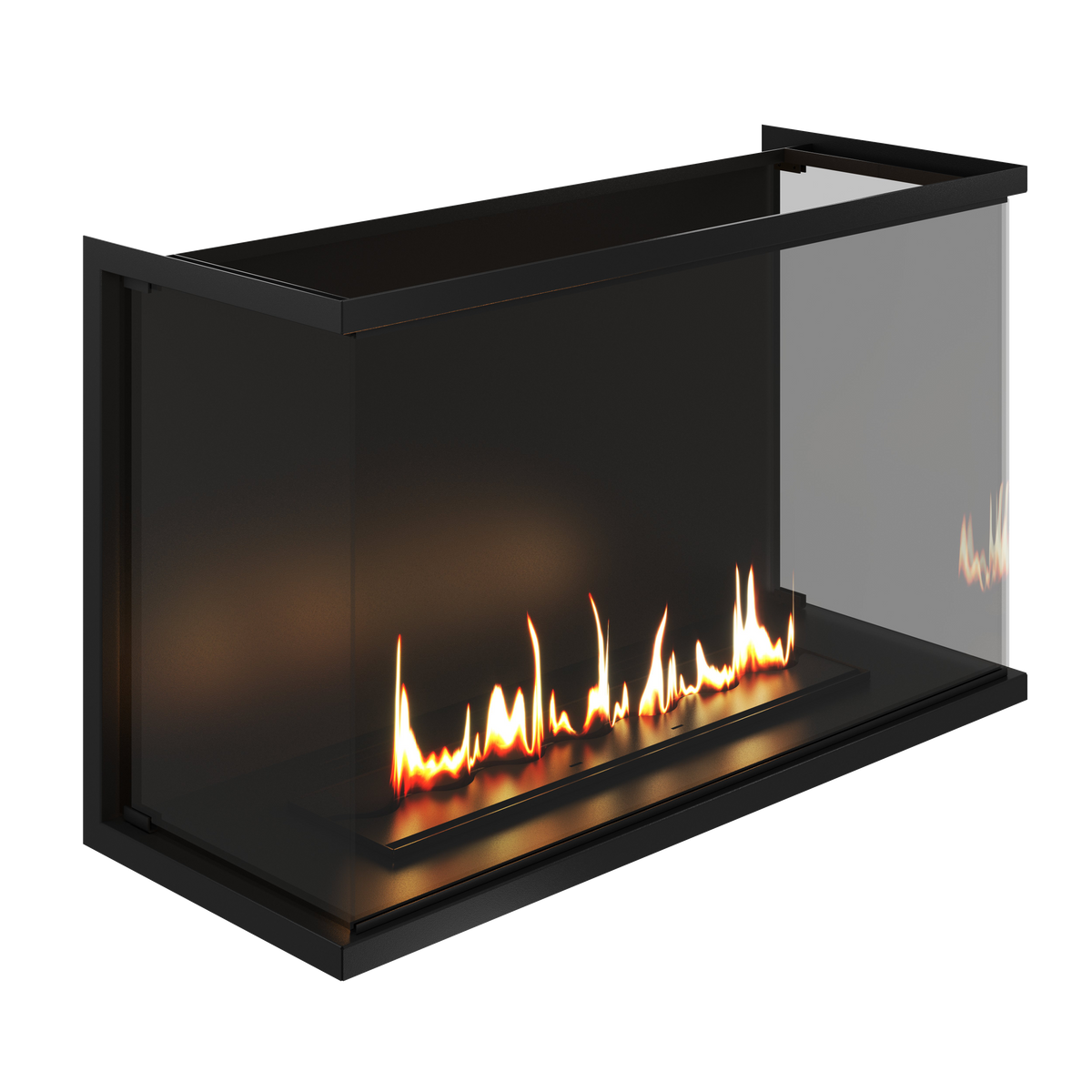 Wild Flame Made driezijdige bio-ethanol inbouwhaard met volle glas 110 cm – sfeerfoto