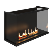Wild Flame Made driezijdige bio-ethanol inbouwhaard met volle glas 110 cm – sfeerfoto