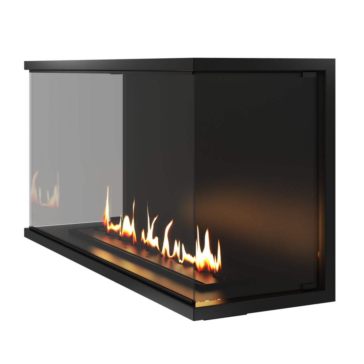 Wild Flame Made driezijdige bio-ethanol inbouwhaard met volle glas 130 cm – sfeerfoto