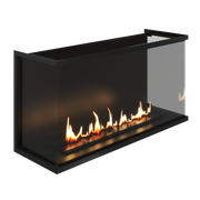 Wild Flame Made driezijdige bio-ethanol inbouwhaard met volle glas 130 cm – sfeerfoto