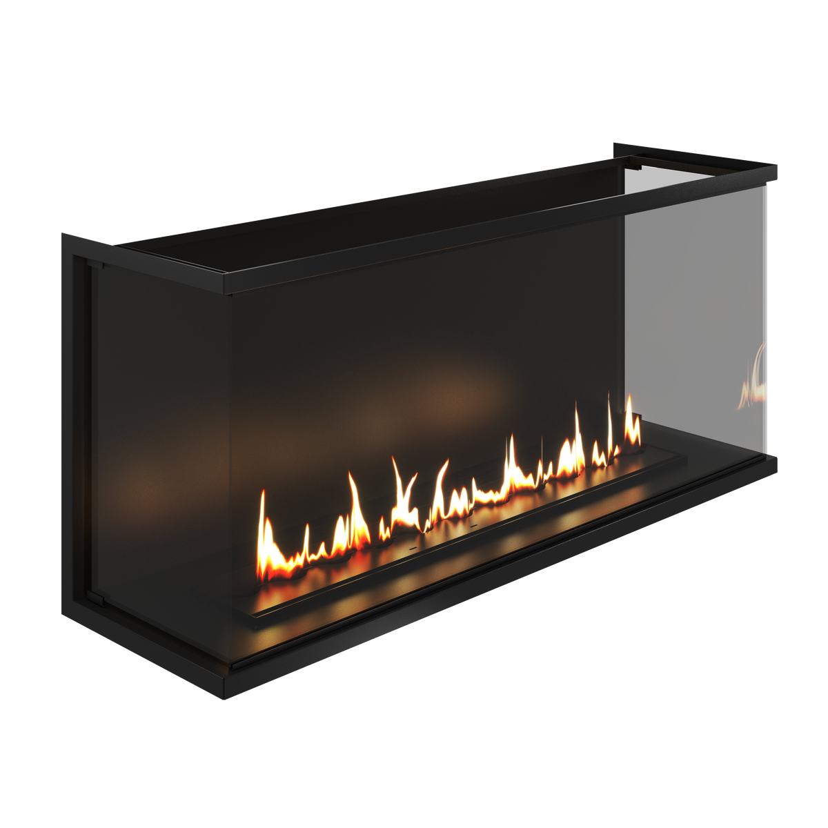 Wild Flame Made driezijdige bio-ethanol inbouwhaard met volle glas 150 cm – sfeerfoto