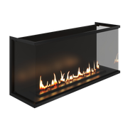 Wild Flame Made driezijdige bio-ethanol inbouwhaard met volle glas 150 cm – sfeerfoto