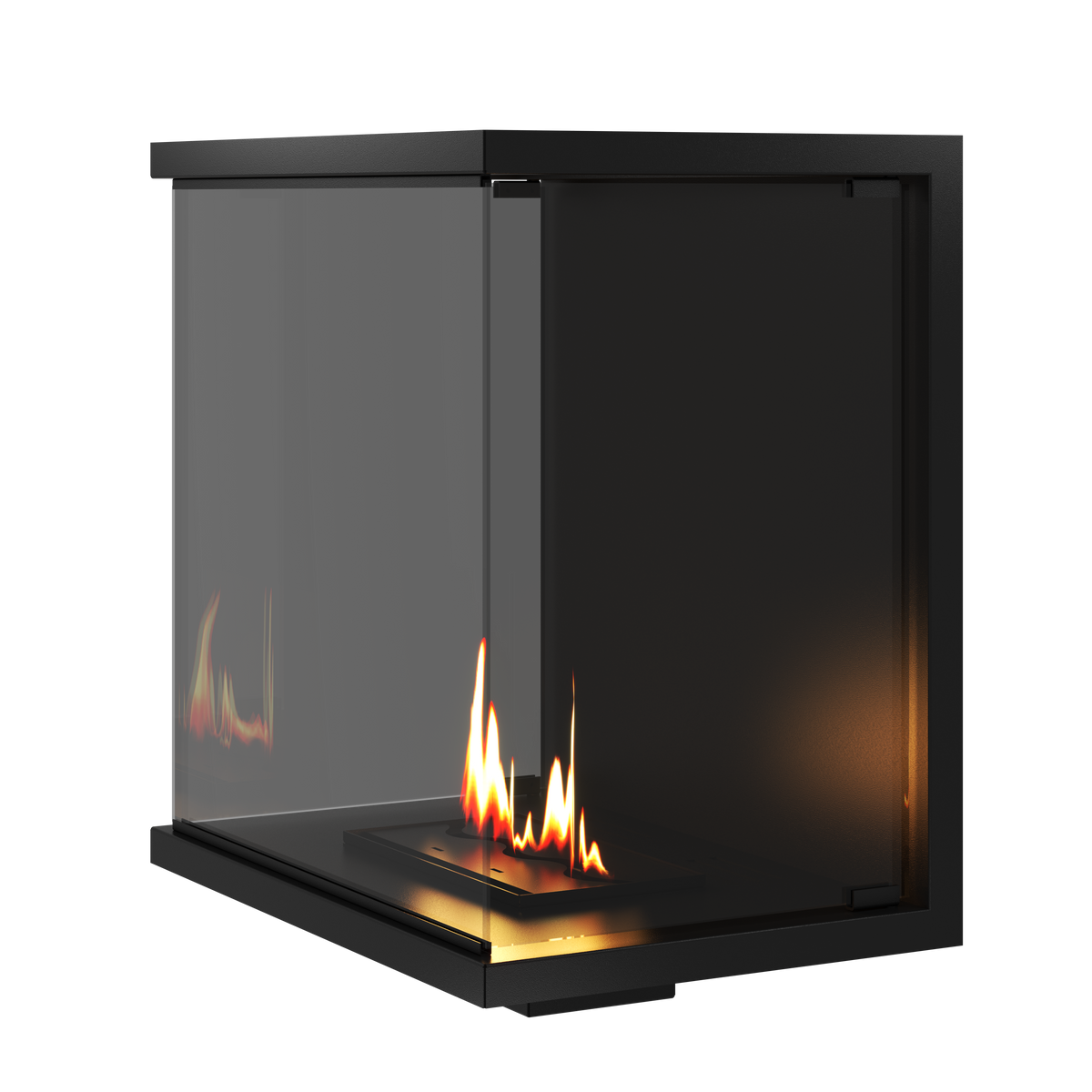 Wild Flame Made driezijdige bio-ethanol inbouwhaard met volle glas 70 cm – sfeerfoto